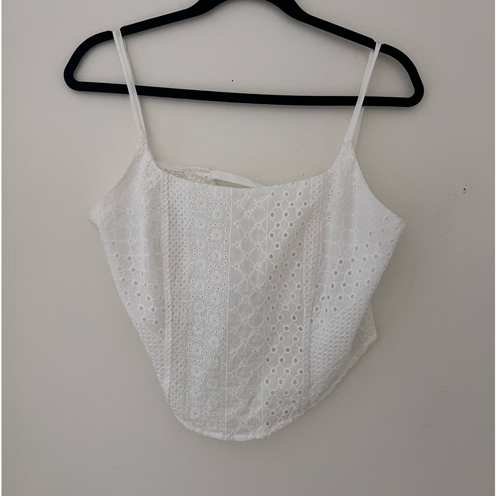 🤍white corset style tank top. size S